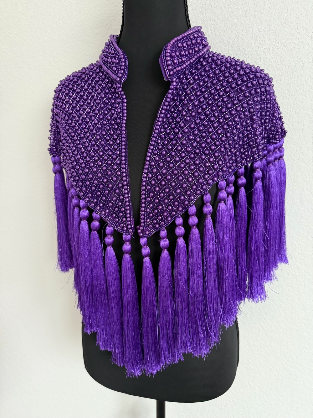 Purple Beaded Tassel Fringe Cape